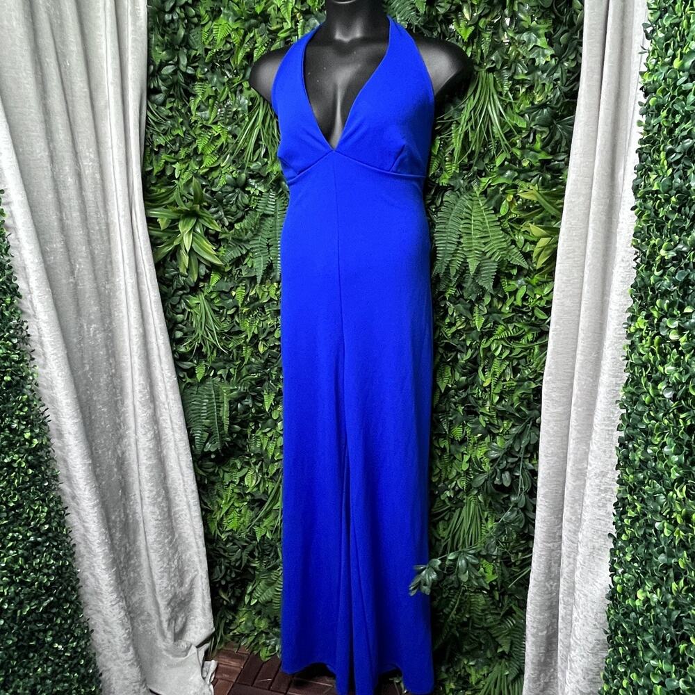 FASHION NOVA Jumpsuit Women 1X Blue Pants Tie Waist Sleeveless Romper 2576
